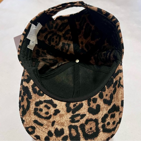 Nine West Leopard Corduroy Baseball Cap Hat Brown/Black - Picture 11 of 13